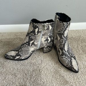 Snakeskin booties